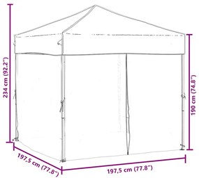 Tenda para festas dobrável com paredes laterais 2x2 m vermelho