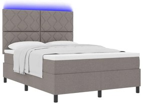 Cama Box com Colchão e Luz LED em Taupe, 140x200 cm