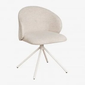 Cadeira De Jantar Giratória Estofada Gryon Bouclé Bege Creme - Sklum