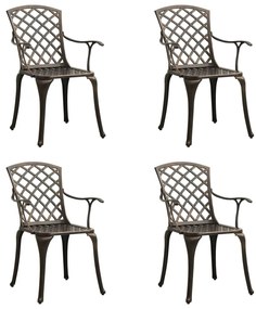vidaXL Cadeiras de jardim 4 pcs alumínio fundido bronze