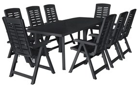 vidaXL 9 pcs conjunto de jantar para exterior plástico antracite