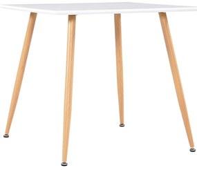 vidaXL Mesa de jantar 80,5x80,5x73 cm MDF cor branco e carvalho