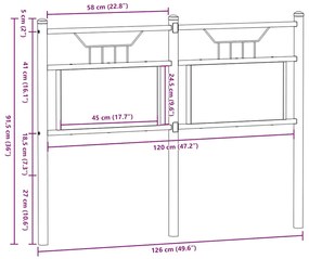 Cabeceira de cama 120 cm derivados madeira/aço carvalho sonoma