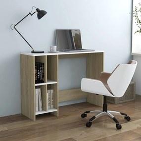 vidaXL Secretária 102,5x35x75 cm contrapl. branco e carvalho sonoma
