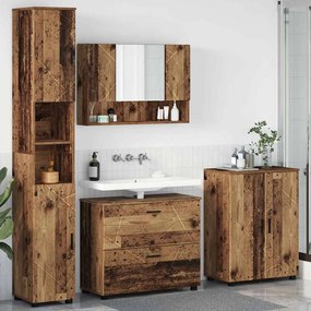 vidaXL Conjunto de Móveis para Banheiro com porta 4 pcs Madeira antiga
