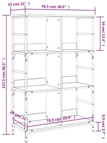 Estante 78,5x33x117,5 cm derivados de madeira cinzento sonoma