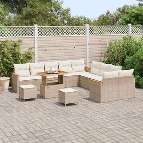 Conjunto de Sofá de Jardim vidaXL com 13 Peças com Almofadas Beje Ratt