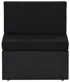 9 pcs conjunto lounge de jardim c/ almofadões vime PE preto