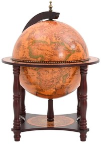 Garrafeira forma de globo madeira eucalipto maciça castanho