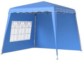 Outsunny Tenda Dobrável de Jardim 240x240 cm com 2 Paredes Laterais Altura Ajustável UV50+ e Bolsa de Transporte Azul | AOSOM Portugal