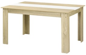 Mesa de Jantar Moderna Mesa para Sala Retangular para 4-6 Pessoas Carga 100 kg 140x89,5x75 cm Branco e Carvalho