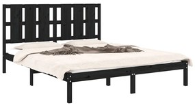 Estrutura de cama king 150x200 cm madeira maciça preto