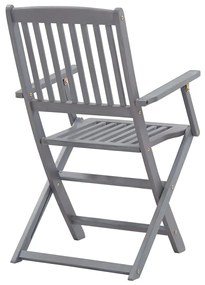 7 pcs conjunto de jantar jardim madeira acácia maciça cinzento