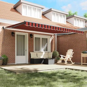 Toldo Retrátil Automático Laranja e Marrom 450x300 cm