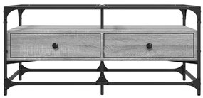 Mesa de centro c/ topo de vidro 98,5x50x45 cm cinza sonoma aço