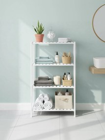 Estante de arrumação de bambu de 4 prateleiras 26,2 x 60 x 100 cm branca