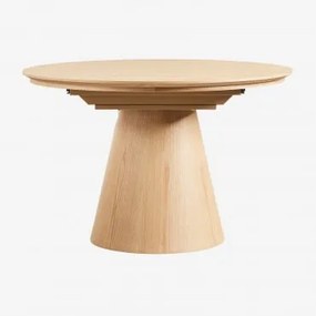 Mesa De Jantar Oval Extensível Em Mdf E Folheado A Carvalho Montana Madeira Natural & 120 - 160 X 105 Cm - Sklum