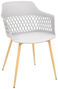 Conjunto 4 Cadeiras de Cozinha e Sala de Jantar  GIBRALFARO, metal, polipropileno cinza