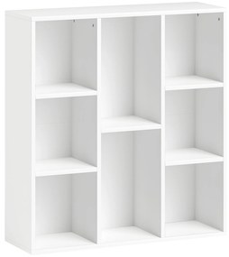 HOMCOM Estante de 3 Níveis Estante para Livros com 8 Compartimentos Desenho Vertical ou Horizontal 74,3x24x80 cm Branco | Aosom Portugal