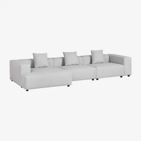 Sofá Modular Chaise Longue Esquerdo De 3 Peças (↔︎375 Cm) Bruna Tecido Cinzento Glaciar - Sklum