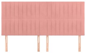 Cabeceira de cama 4 pcs veludo 80x5x78/88 cm rosa