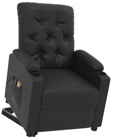 Poltrona massagens elevatória couro artificial preto