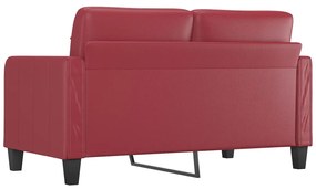 Sofá de 2 lugares 140 cm couro artificial vermelho tinto