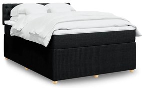 Cama com molas/colchão 160x200 cm tecido preto