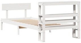 Cama sem colchão 90x200 cm madeira de pinho maciça branco
