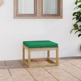 vidaXL Apoio de pés para jardim c/ almofadão pinho impregnado verde