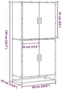 Armário alto 68x35x139 cm derivados de madeira cinzento sonoma