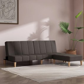vidaXL Sofá-cama de 2 lugares com banco tecido cinzento-escuro
