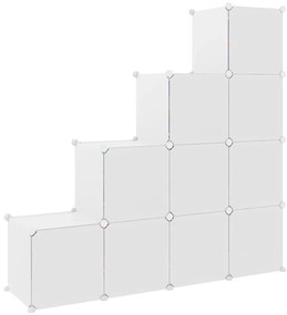 Armário de arrumação infantil com 10 cubos PP branco