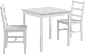HOMCOM Conjunto de jantar 3 peças com mesa e cadeiras, madeira maciça, Branco | Aosom Portugal