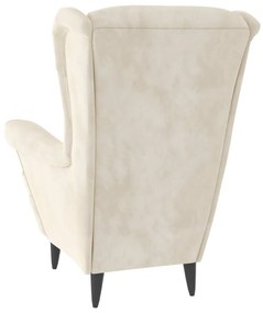 Poltrona de descanso com banco veludo cor creme