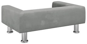 Cama para cães 70x45x26,5 cm veludo cinzento-claro