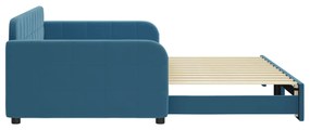 Sofá-cama com gavetão 100x200 cm veludo azul