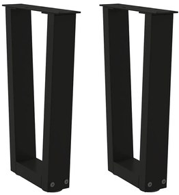 Pés para mesa de centro em V 2 peças preto 28x(42-43,3) cm aço