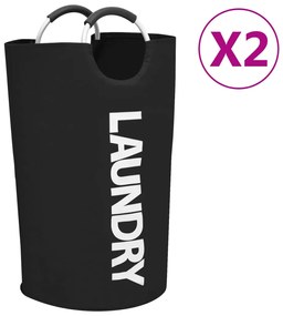 vidaXL Separador de roupa suja 2 pcs preto