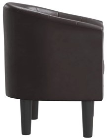 Poltrona couro artificial castanho