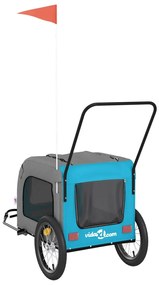 Reboque bicicleta p/ animais tecido oxford/ferro azul/cinza