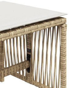 Bancos de jardim com almofadões 4 pcs 41x41x36 cm vime PE bege