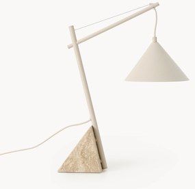 Large Table Lamp Reyna with Travertine Base