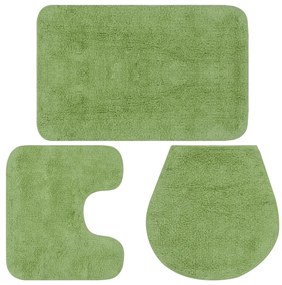 Conjunto tapetes de casa de banho 3 pcs tecido verde