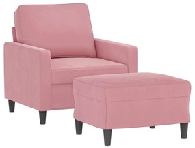 Poltrona com apoio de pés 60 cm veludo rosa