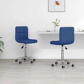 vidaXL Cadeiras de jantar giratórias 2 pcs tecido azul