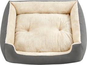 Cama para cães ou gatos 85 x 65 x 21 cm, com almofada reversível removível cinza-bege
