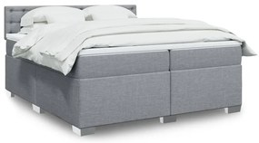 vidaXL Cama com molas/colchão 200x200 cm tecido cinza-claro