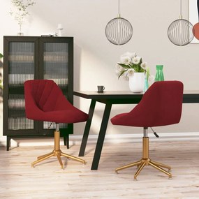 vidaXL Cadeiras de jantar giratórias 2 pcs veludo vermelho tinto
