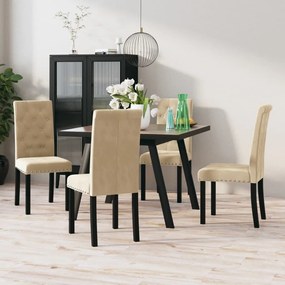 vidaXL Cadeiras de jantar 4 pcs veludo cor creme